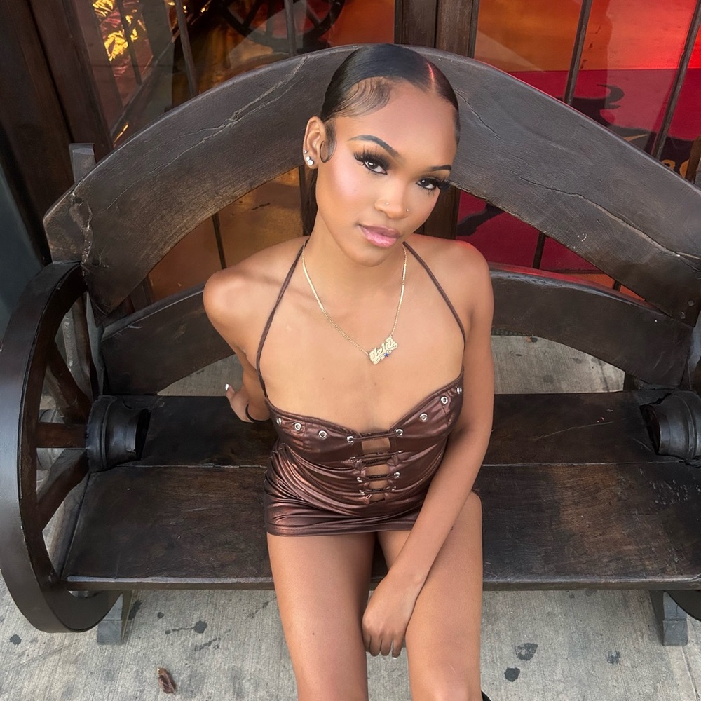 Brown Halter Mini Dress